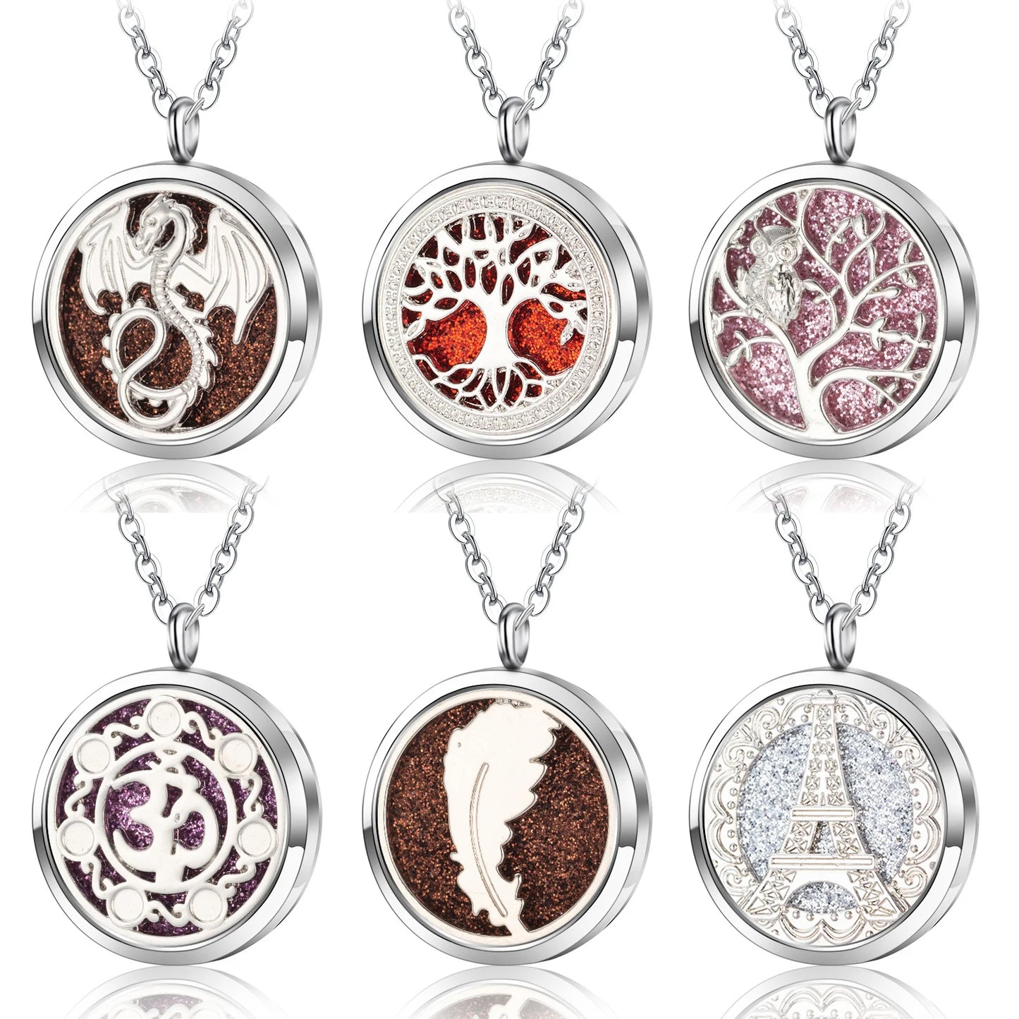 High Quality Patterns Tree of Life Aromatherapy Diffuser Pendant Perfume Locket Women Essential Oil Necklace Jewelry Wholesale