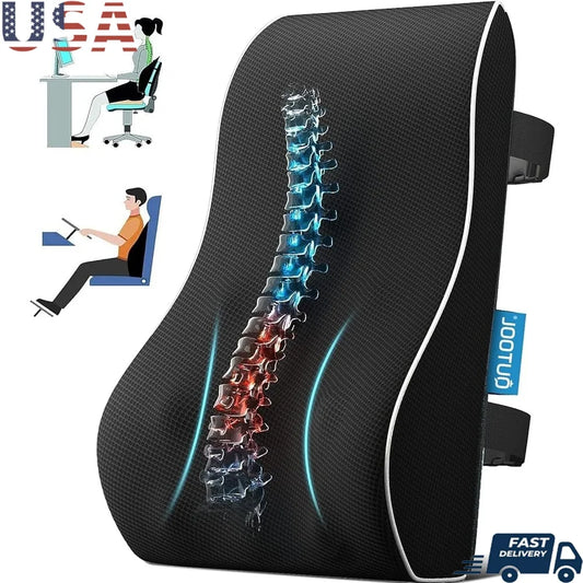 Lumbar Support Pillow Office Chair Ergonomic Back Pain Relief Memory Foam Cushion Adjustable Straps Car Seat Comfort