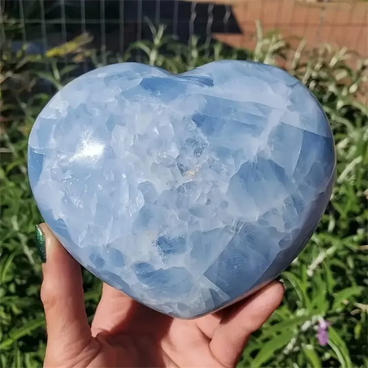 1pc Natural Stunning Celestite Heart Crystal- Love Carved Palm Stone, Thumb Polished Pocket Gemstone,
