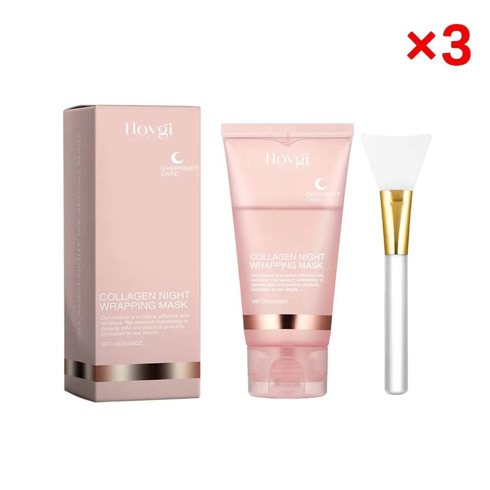 Collagen Peel Mask Cream with Brush Night Sleepping Face Skin Care Moisturizing Brighten Repair Facial Masks Skincare Treatment