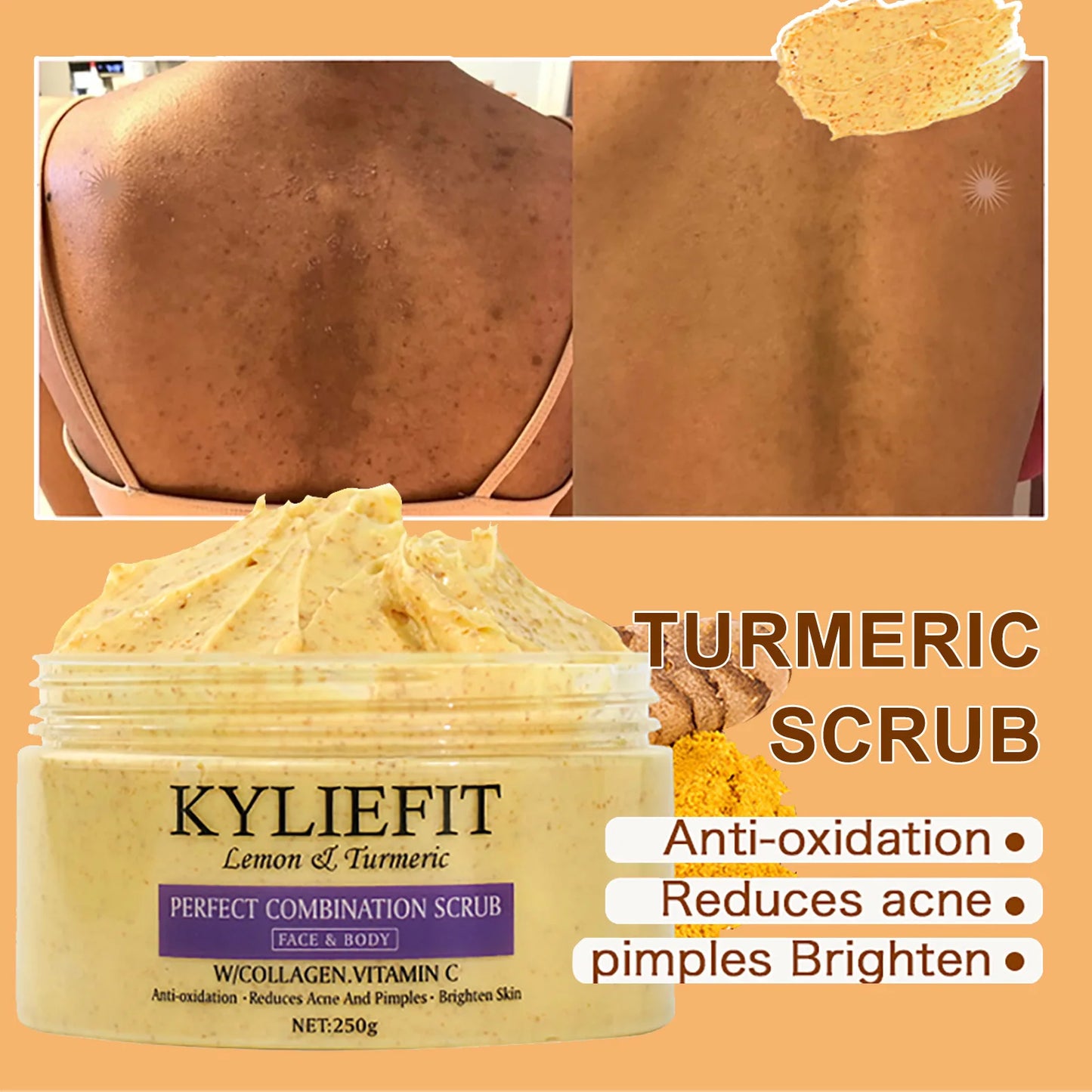 KYLIEFIT Natural Exfoliating Salt Body and Face Scrub, Helps with Moisturizing Skin, Dark Spots, Cellulite, Dead Skin, Wrinkles