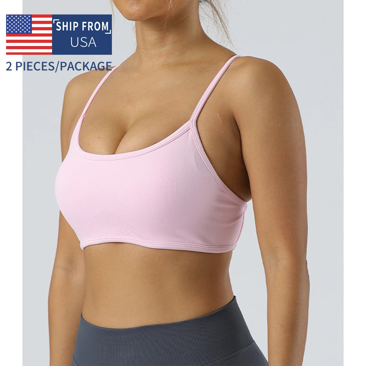 Newly listed price 2Pieces Sports Bra Seamless Spandex Woman Fitness Elastic  Sports Underwear