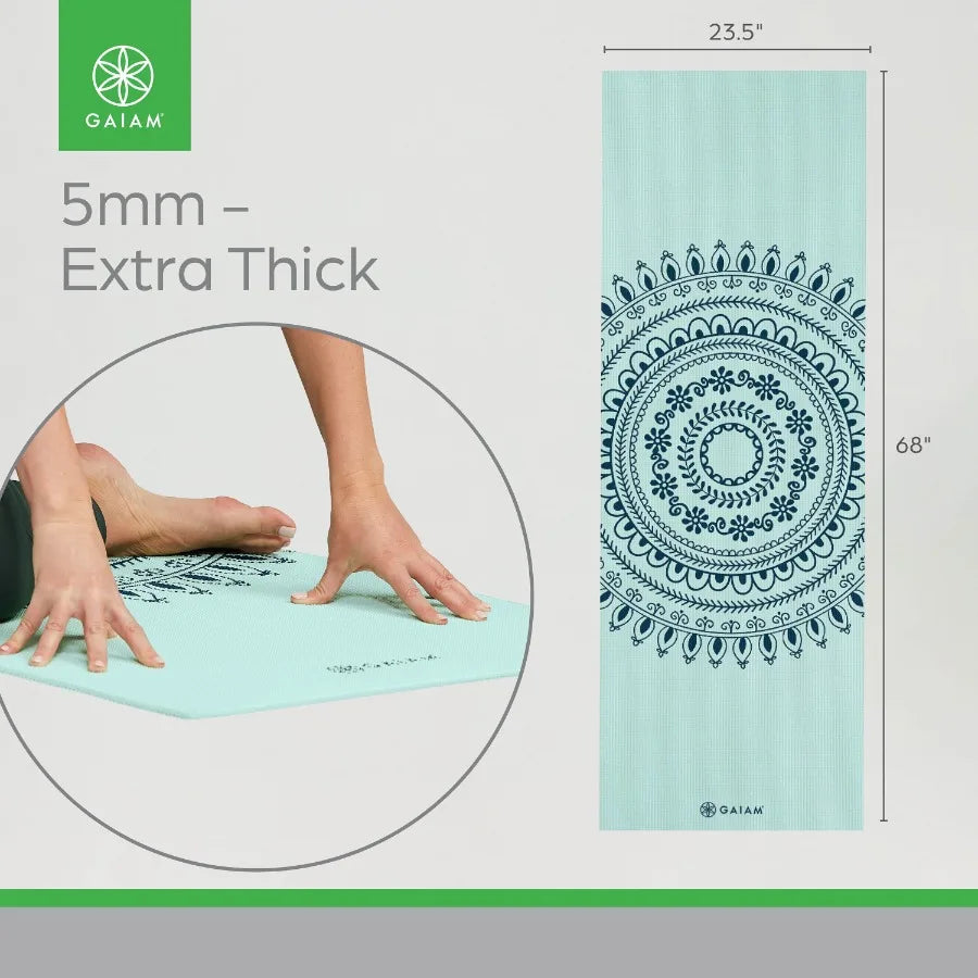 Mint Marrakesh Yoga Mat Non-Slip, 5mm, 1 Mat