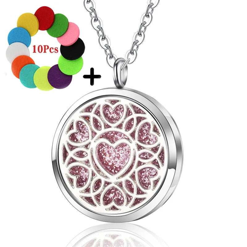 High Quality Patterns Tree of Life Aromatherapy Diffuser Pendant Perfume Locket Women Essential Oil Necklace Jewelry Wholesale