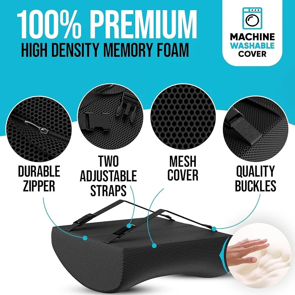 Memory Foam Office Chair Cushion Lumbar Support Pillow Adjustable Back Rest Ergonomic Tailbone Pain Relief Portable Car Seat