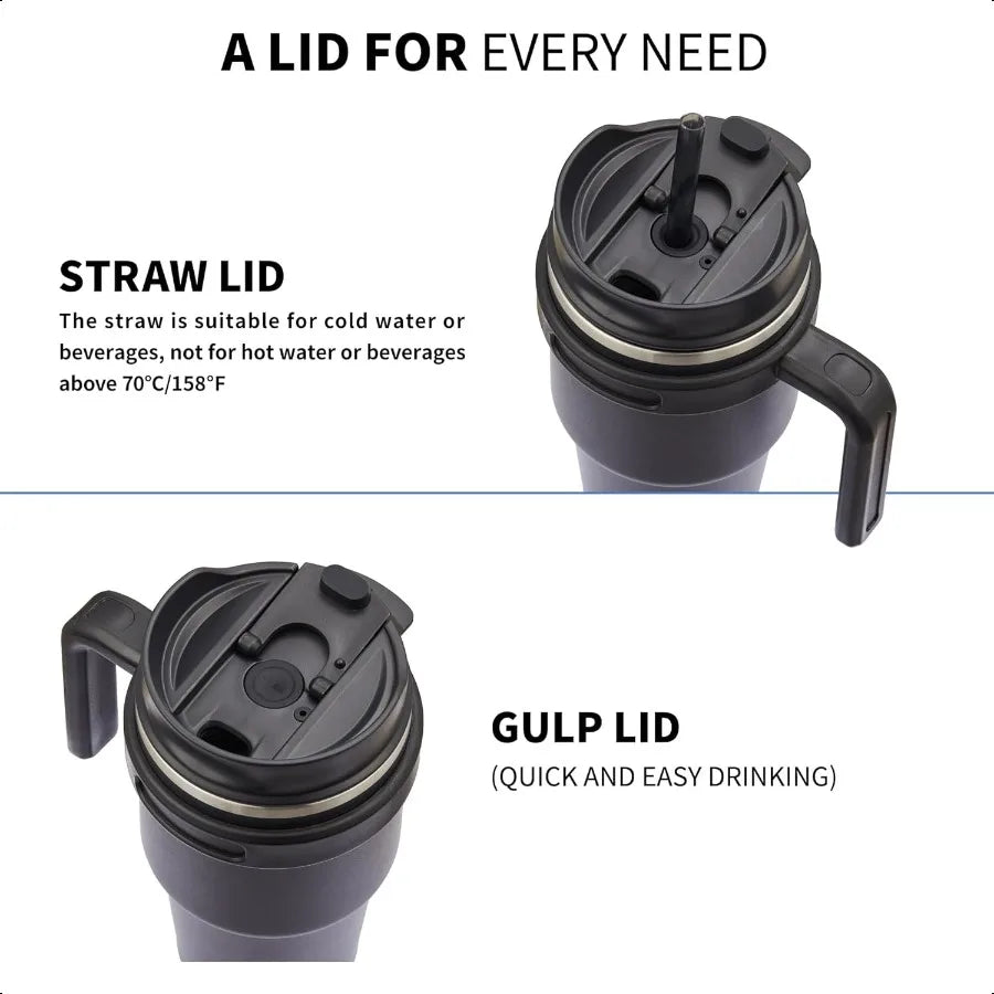 20 oz Insulated Coffee Mug Tumbler with Handle Stainl Steel Travel Mug Tumbler with Lid and Straw Double Wall Vacuum Leak Proof