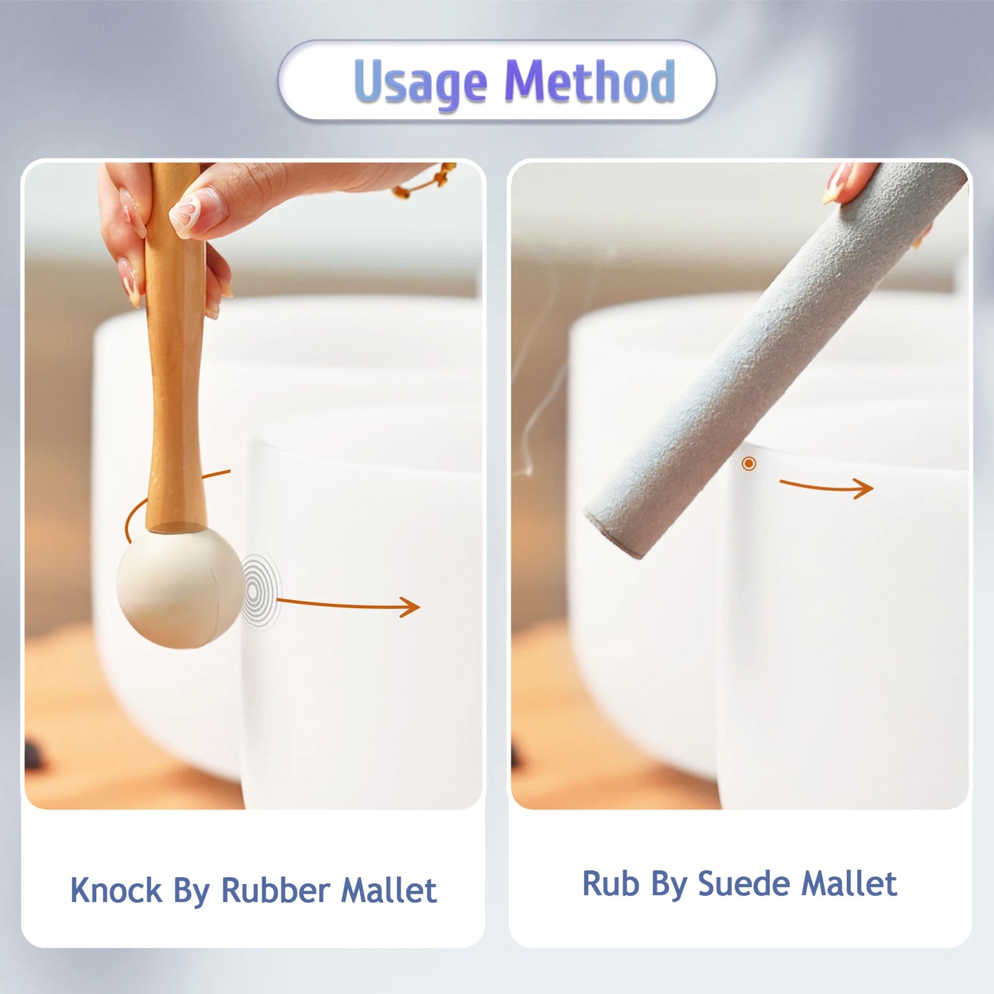 CVNC 432HZ 6-12 Inch Set Of 7 PCS Frosted Chakra Quartz Crystal Singing Bowls for Sound Healing with 2 PCS Carry Bags