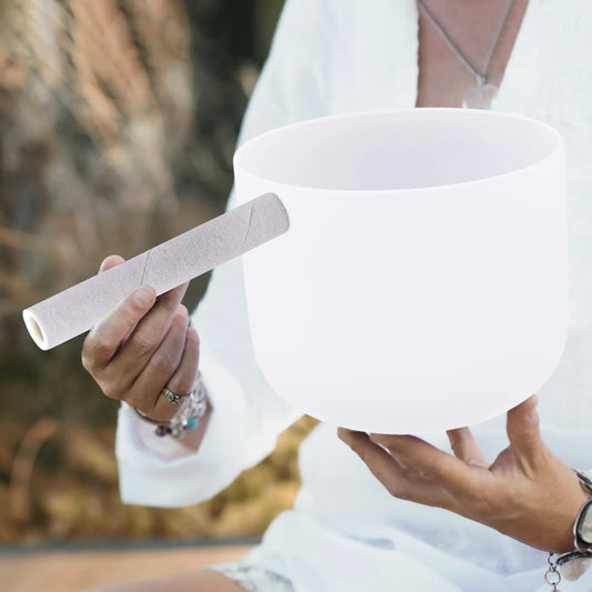 F Note Crystal Singing Bowl, 203mm Diameter, 153mm Height, 1.38kg Weight, Ideal for Meditation and Sound Therapy