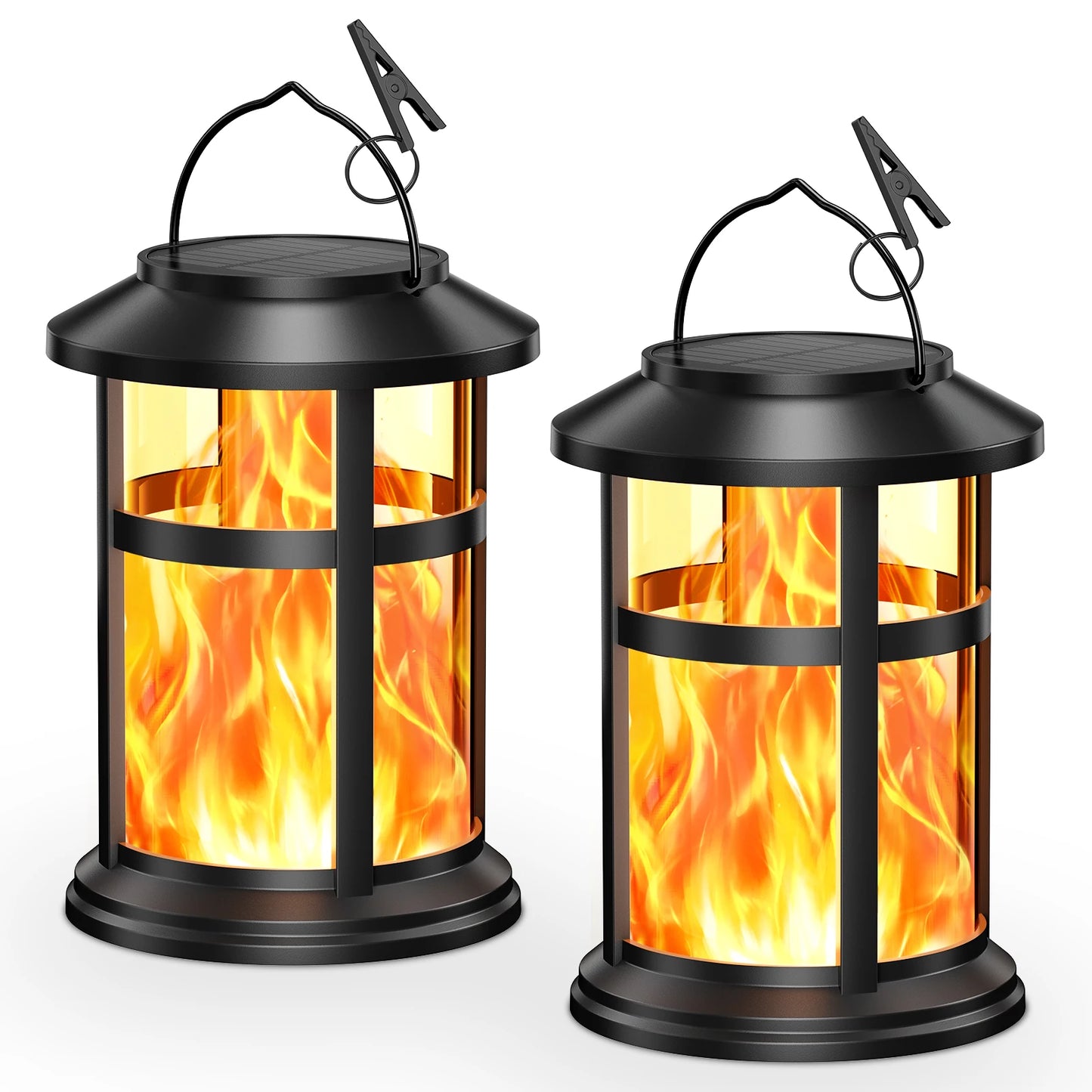 2 Pack Solar Flame LED Lights, 2 Modes, Outdoor Lanterns for Yard, Garden, Camping Decor and Gifts