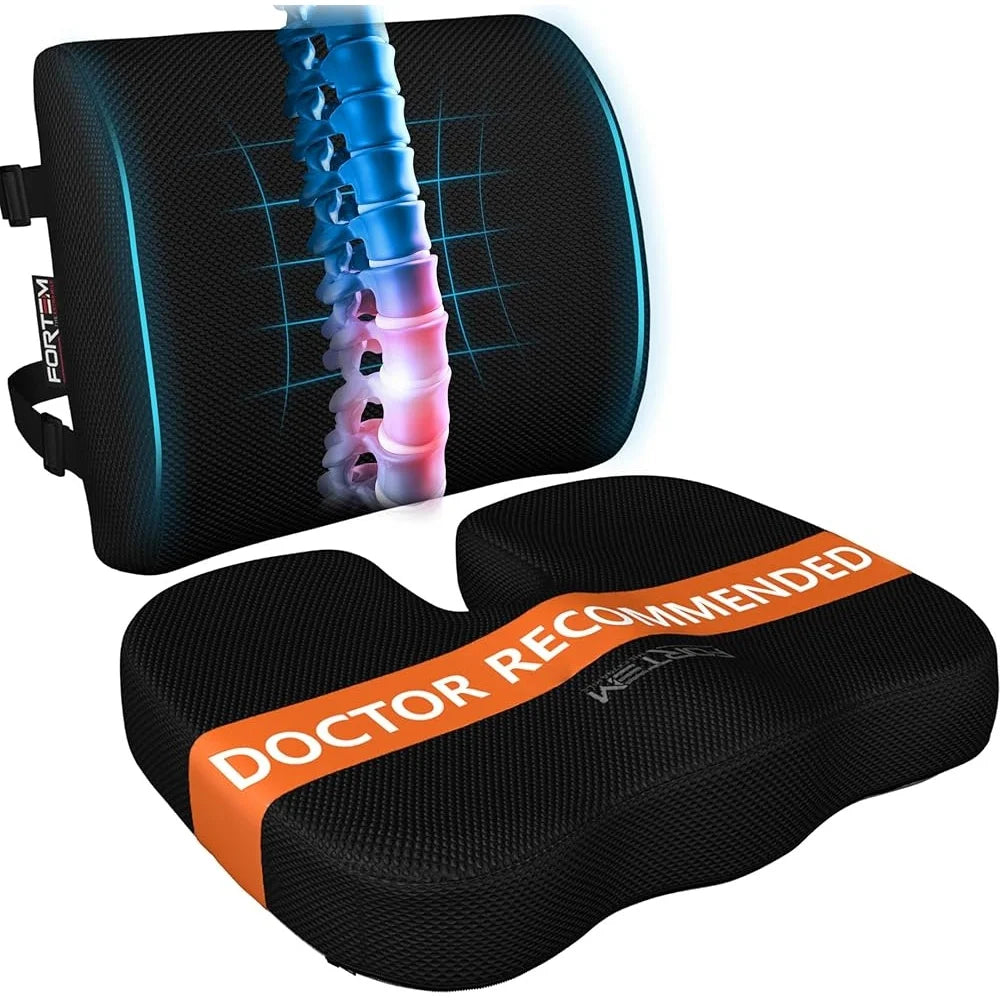 Memory Foam Office Chair Cushion Lumbar Support Pillow Adjustable Back Rest Ergonomic Tailbone Pain Relief Portable Car Seat