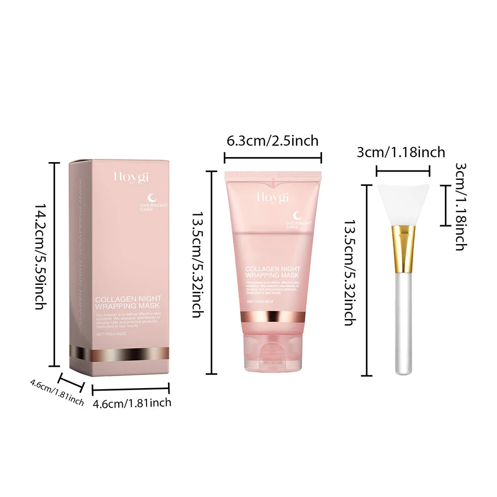 Collagen Peel Mask Cream with Brush Night Sleepping Face Skin Care Moisturizing Brighten Repair Facial Masks Skincare Treatment
