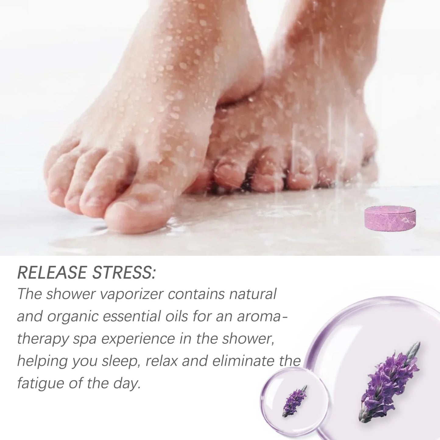 Lavender Shower Tablets Long-Lasting Fragrance Bath Bombs Stress Relief Nighttime Spa Body Aromatherapy Shower Steamers