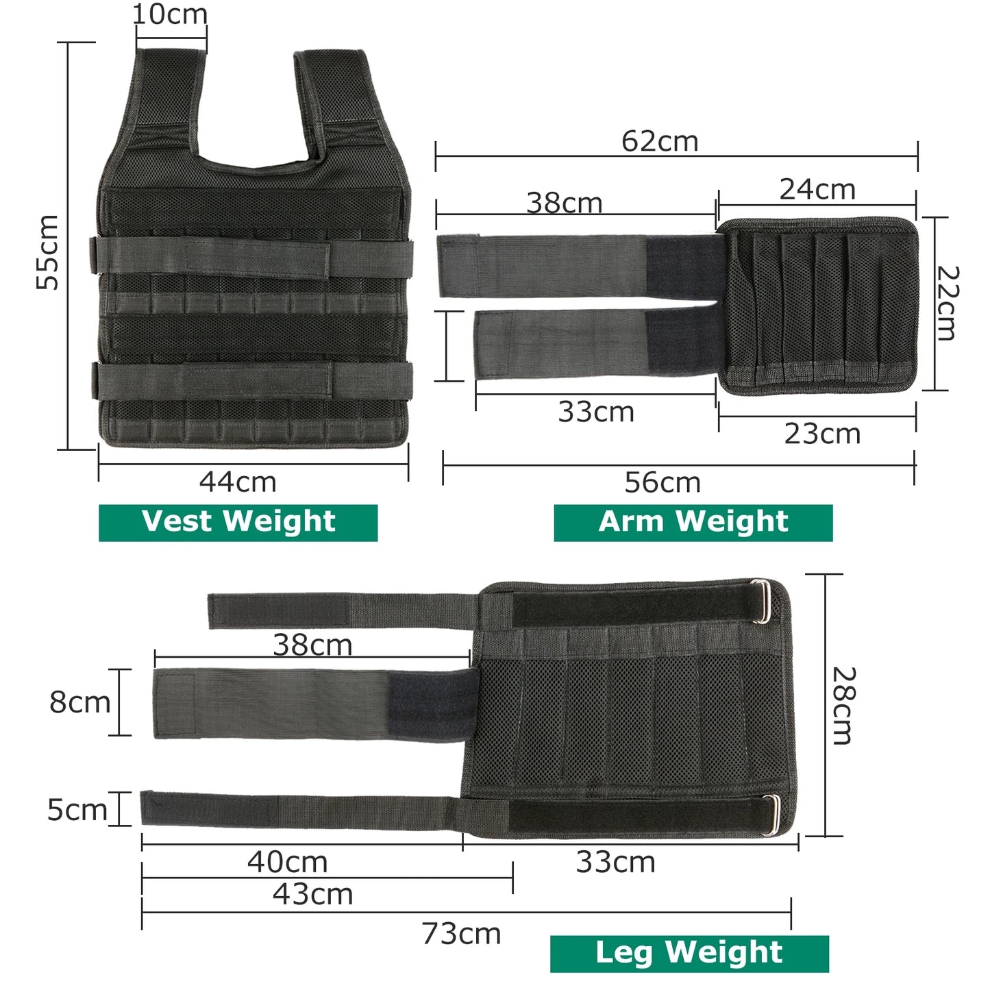 Max Loading 15kg/35kg Adjustable Vest Weight Exercise Weight Loading Cloth Strength Training with 6kg Leg Weight 5kg Arm Weight