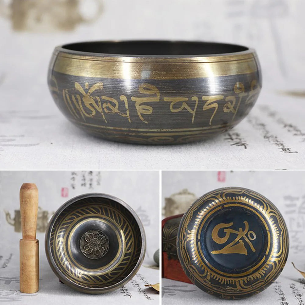 Chanting Bowl Brass Chime Handicraft Music Singing Bowl Metal Handmade Buddha Sound Bowl Tibetan Bronze Chime Bell Yoga