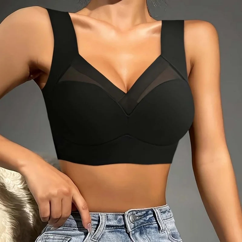 4-Pack Plus Size Wire-Free Backless Lingerie Thin, Push-Up& Shaping Seamless lce Silk Bras with Fixed Cups