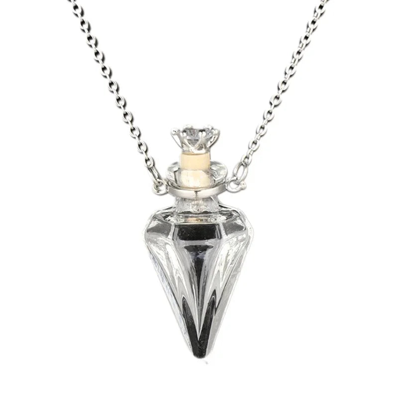 Transparent Heart Vial Bottle Necklaces for Titanium Steel Chain Make a for Wish Blood Vial Necklace Women Jewelry