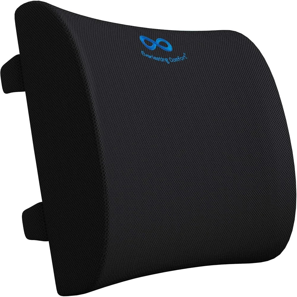 Ergonomic Lumbar Support Pillow Memory Foam Back Cushion Office Chair Car Couch Contoured Design Pain Relief Adjustable Straps