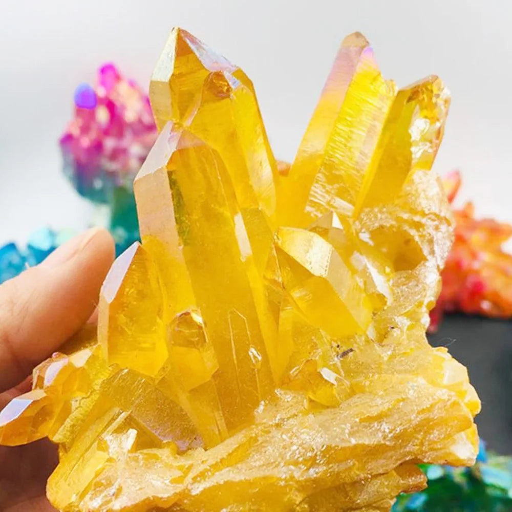 1PC Irregular Natural Quartz Cluster Crystal Gem Healing Mineral Specimen Reiki Crystal Yellow