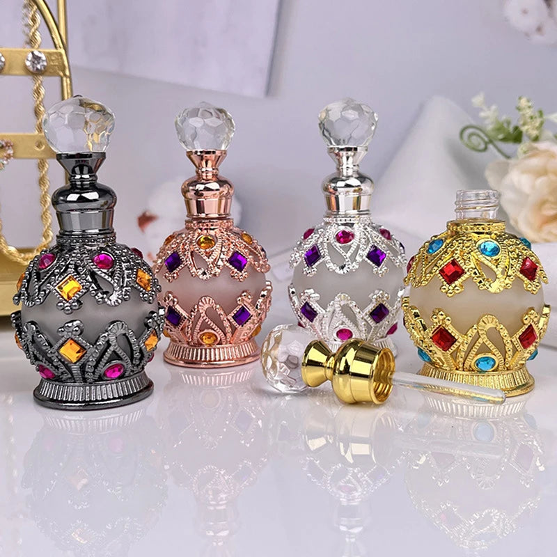 1Pc 15ML Dubai Style Storage Bottle Glass Bottle Refillable Perfume Essential Oil Bottle Special Split Bottle Empty Bottle