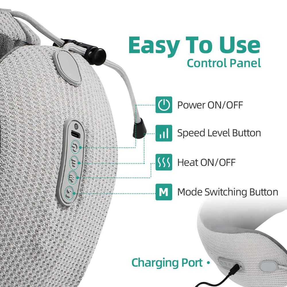 Massage Pillows U-Shaped Neck Massager Kneading Massage Hot Compress Vibration Relieve Neck Fatigue