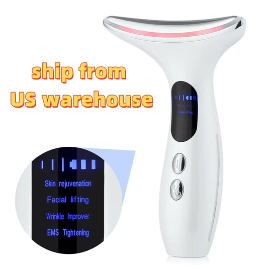 Neck Beauty Device EMS Microcurrent Facial Lifting LED Firming Rejuvenation Anti Wrinkle Skin Care Face Massager