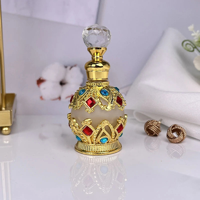 1Pc 15ML Dubai Style Storage Bottle Glass Bottle Refillable Perfume Essential Oil Bottle Special Split Bottle Empty Bottle