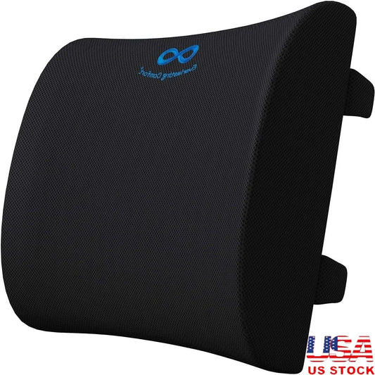 Ergonomic Lumbar Support Pillow Memory Foam Back Cushion Office Chair Car Couch Contoured Design Pain Relief Adjustable Straps