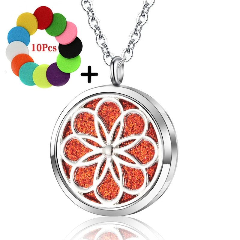 High Quality Patterns Tree of Life Aromatherapy Diffuser Pendant Perfume Locket Women Essential Oil Necklace Jewelry Wholesale