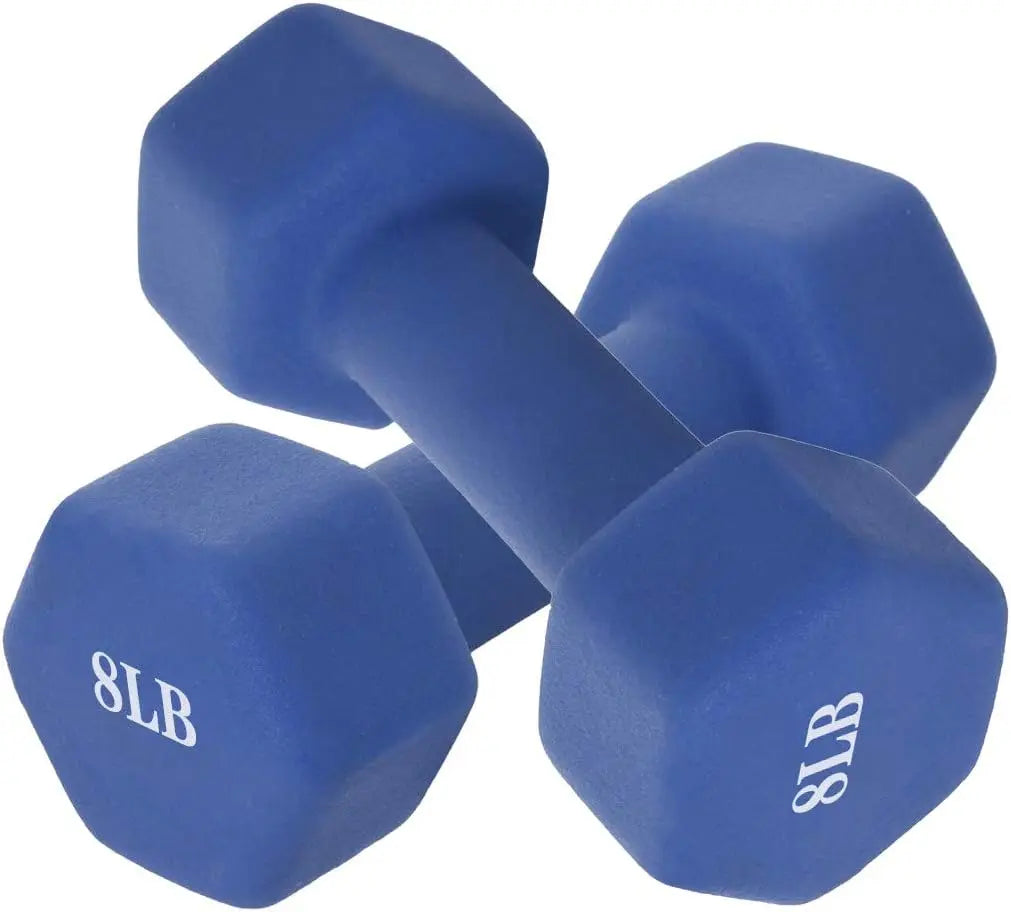 A Pair Dumbbell Barbell Neoprene Coated Hand Weights, Dumb Bells Weights Set, 8lb Dumbbells Set of 2