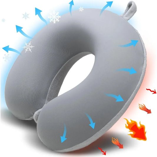 Travel Pillow, Memory Foam Neck Pillow for Traveling Winter Summer, U Shape Neck Pillow Airplane Portable Flight Pillow Adult Tr
