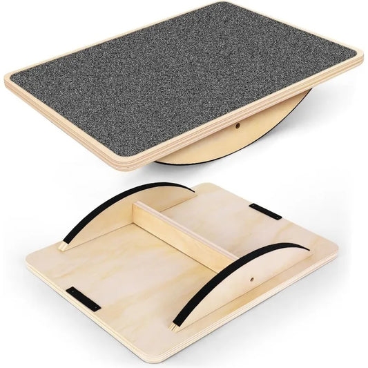 Professional Balance Board for Adults - Anti-Slip 350LBS Wobble Board for Physical Therapy, Standing Desk, Core Strength - Woode