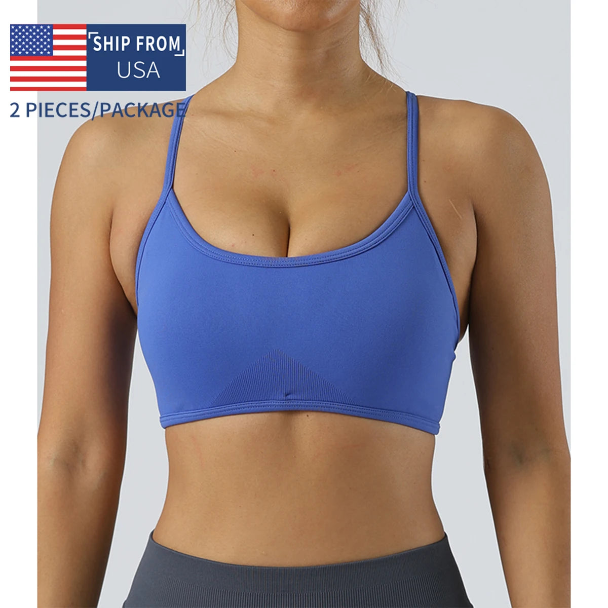 Newly listed price 2Pieces Sports Bra Seamless Spandex Woman Fitness Elastic  Sports Underwear