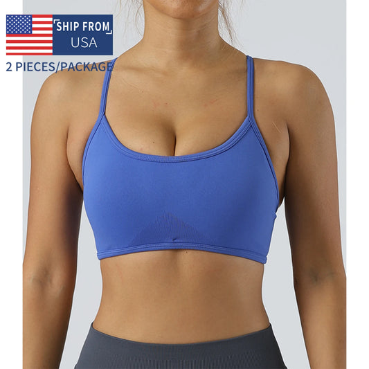 Newly listed price 2Pieces Sports Bra Seamless Spandex Woman Fitness Elastic  Sports Underwear