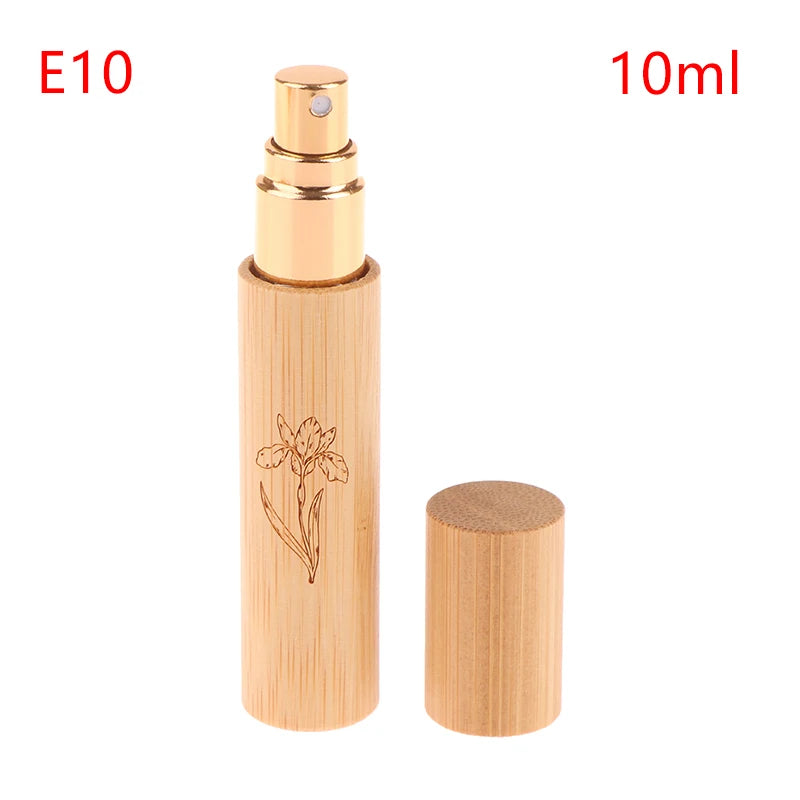 5/10ml Flower Pattern Wood Perfume Atomizer Portable Liquid Cosmetics Container Traveling Empty Refillable Spray Bamboo Bottle