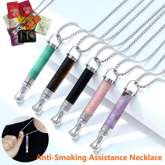 Anti-Smoking Assistance Necklace Stress Anxiety Necklace Mindfulness Breathing Tool Natural Calming Relief Energy Stone Necklace