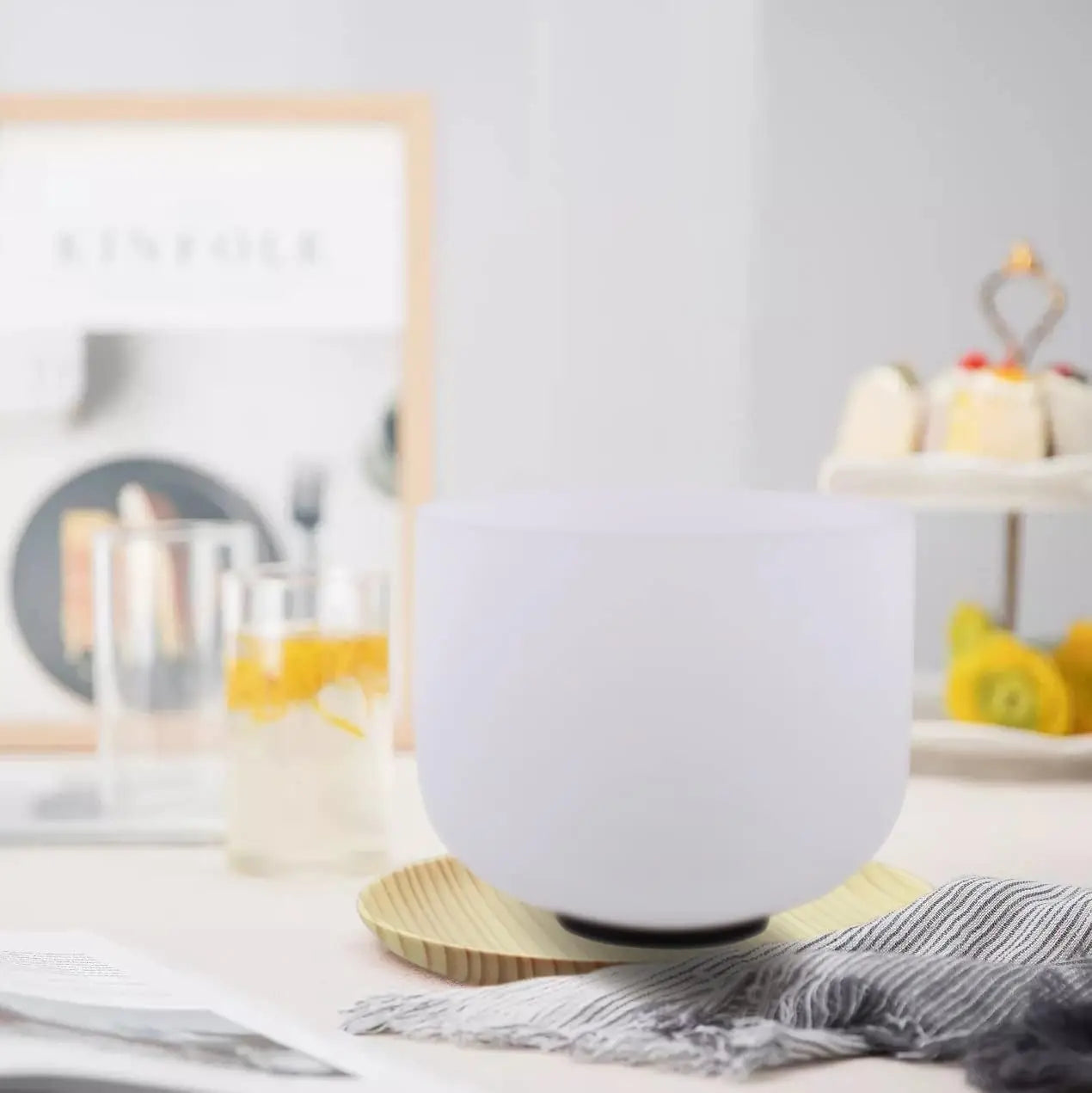 FMTY Perfect Pitch Crystal singing bowls 14"C note sound bowl for healing Mindfulness, Meditation, Yoga, Spiritual and Body Heal