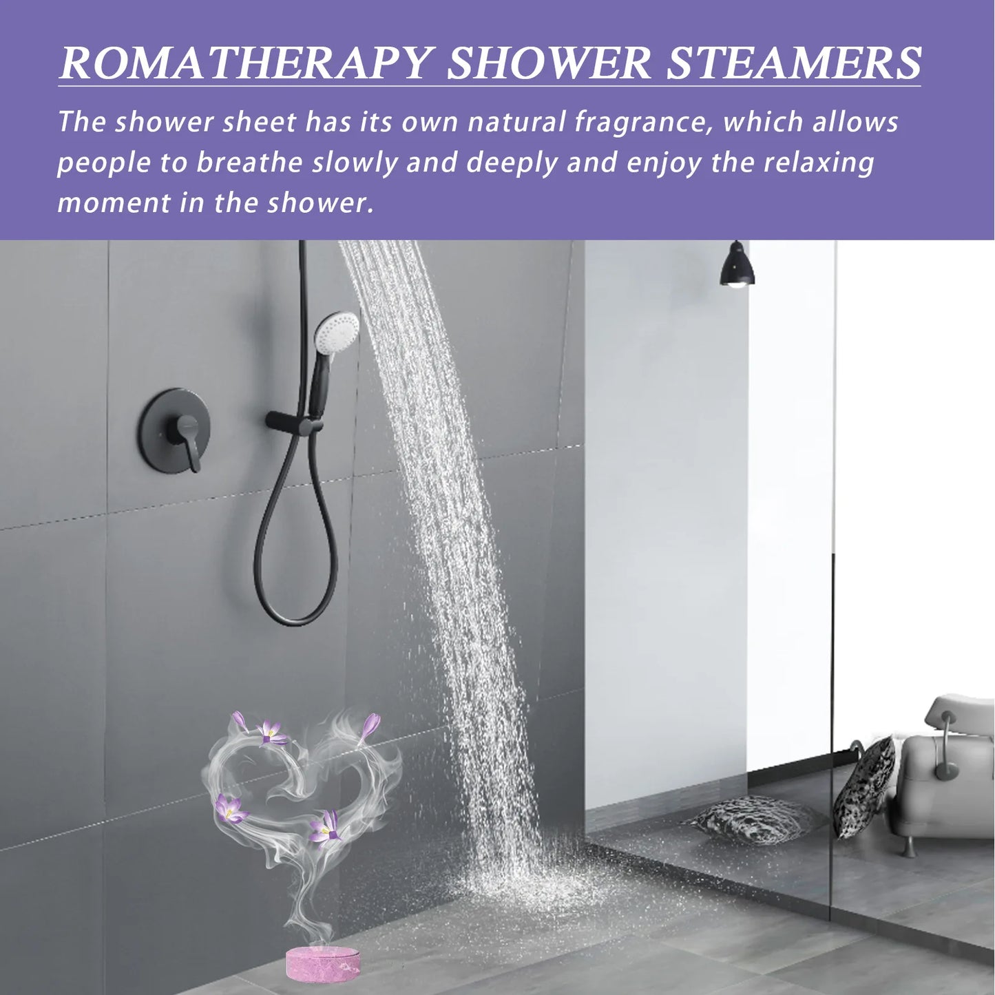 Lavender Shower Tablets Long-Lasting Fragrance Bath Bombs Stress Relief Nighttime Spa Body Aromatherapy Shower Steamers