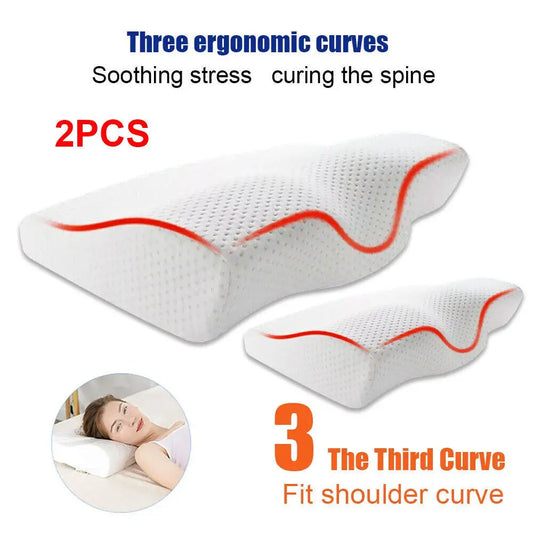 2PCS Cervical Ergonomic Contour Pillows Neck Pain Relief Memory Pillow US