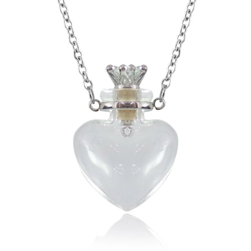 Transparent Heart Vial Bottle Necklaces for Titanium Steel Chain Make a for Wish Blood Vial Necklace Women Jewelry
