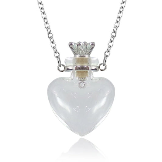 Transparent Heart Vial Bottle Necklaces for Titanium Steel Chain Make a for Wish Blood Vial Necklace Women Jewelry