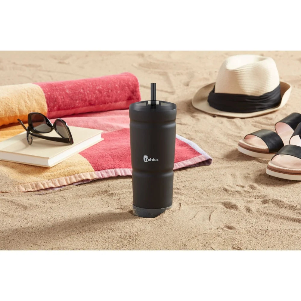 Insulated Stainless Steel Tumbler with Straw Skid-proof Base Vacuum Sealed Drinkware 24oz Easy Clean Portable Cup Holder