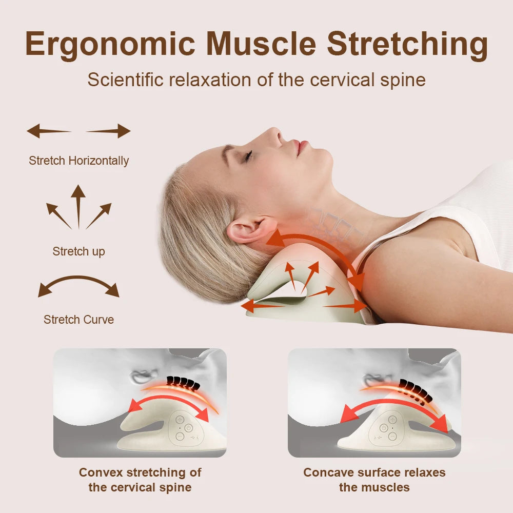 5900S Electric Neck Massager Pillow for Neck Cervical Shoulder Massage Relax Neck Chiropractic Traction Spine Stretch Correction