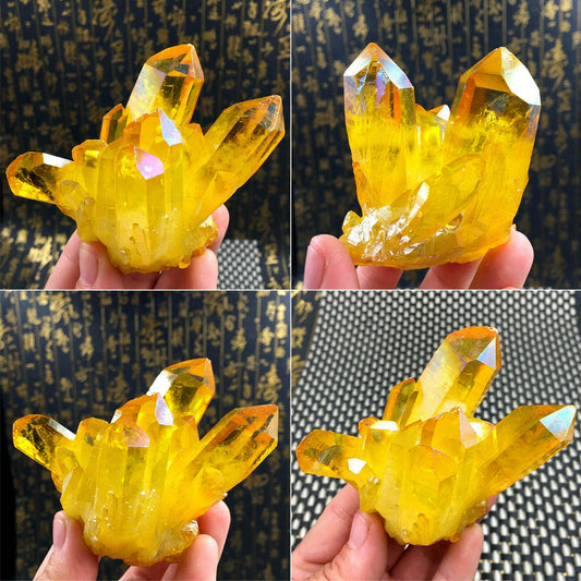 1PC Irregular Natural Quartz Cluster Crystal Gem Healing Mineral Specimen Reiki Crystal Yellow