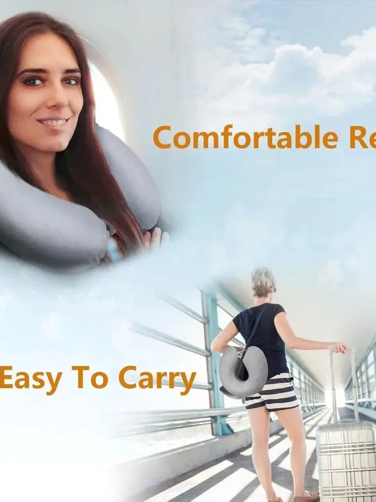 Travel Pillow, Memory Foam Neck Pillow for Traveling Winter Summer, U Shape Neck Pillow Airplane Portable Flight Pillow Adult Tr