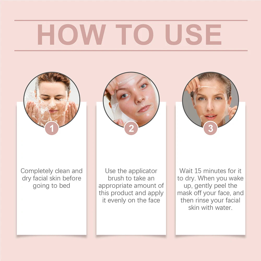Collagen Peel Mask Cream with Brush Night Sleepping Face Skin Care Moisturizing Brighten Repair Facial Masks Skincare Treatment