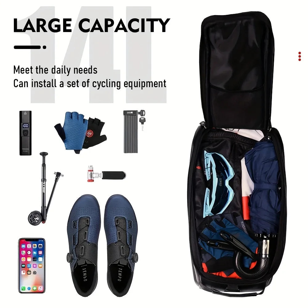 ThinkRider Bicycle Hard Shell Tear Hunch Bag, 14L Large Capacity Hunch Bag, Anti-Splash Material, With Rain Cover