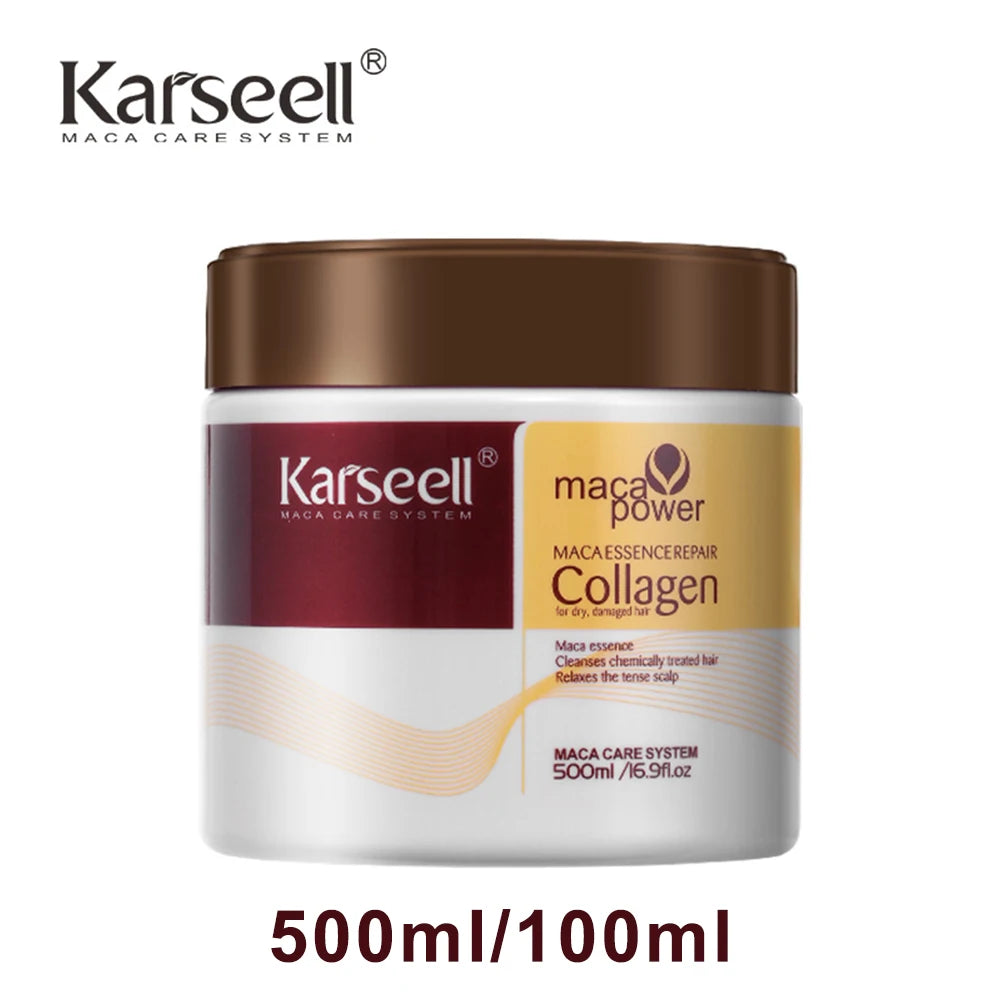 Karseell Collagen Hair Mask 500ml/100ml Deep Repair Essence Repair Collagen for Dry Damaged Hair All Hair Type