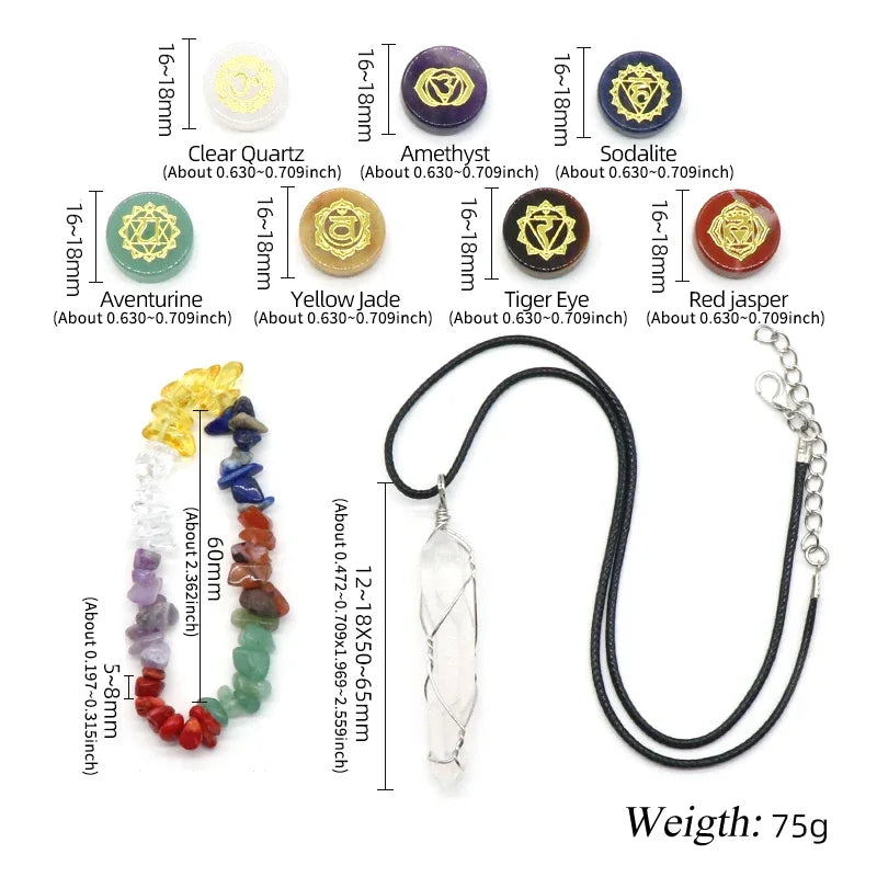 Natural Stone Elegant 7 Chakra Healing Stones & Quartz Bracelet Set Craft Stone Ornament Perfect for  Decor, Harmony & Gifts Urn