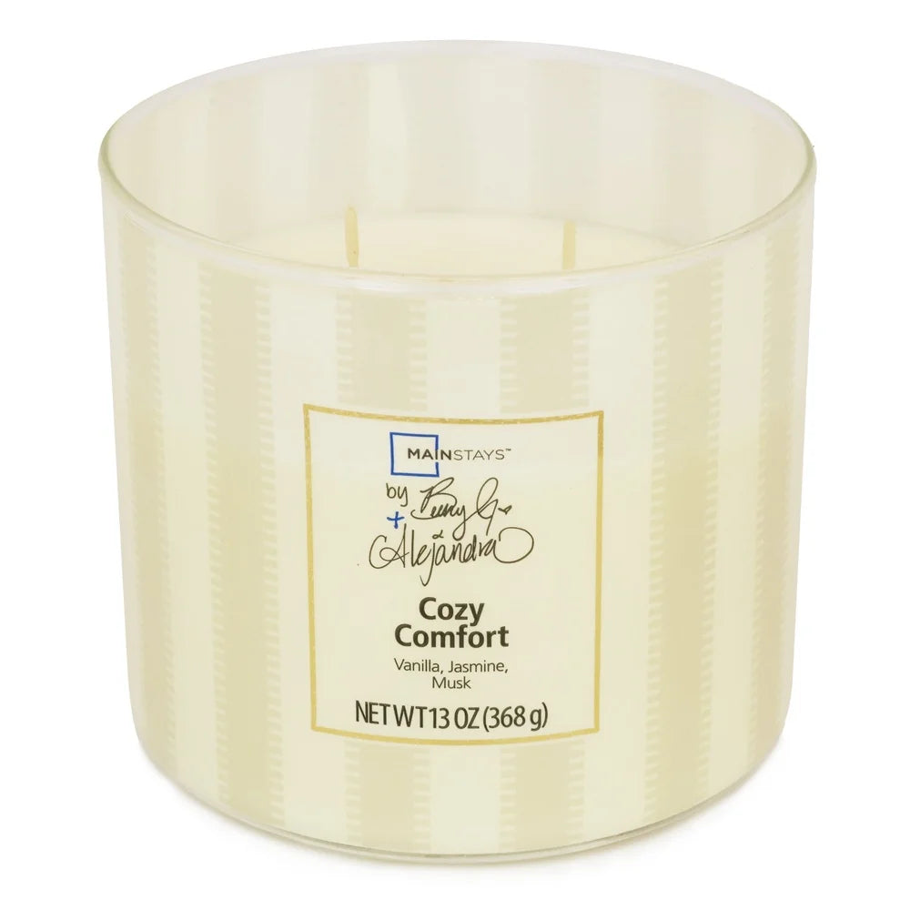 Aromatic 3-Wick Candle Cozy Comfort Vanilla Jasmine Musk Home Decor Long Lasting Relaxation Gift Idea Natural Wax