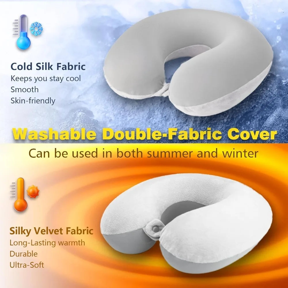 Travel Pillow, Memory Foam Neck Pillow for Traveling Winter Summer, U Shape Neck Pillow Airplane Portable Flight Pillow Adult Tr